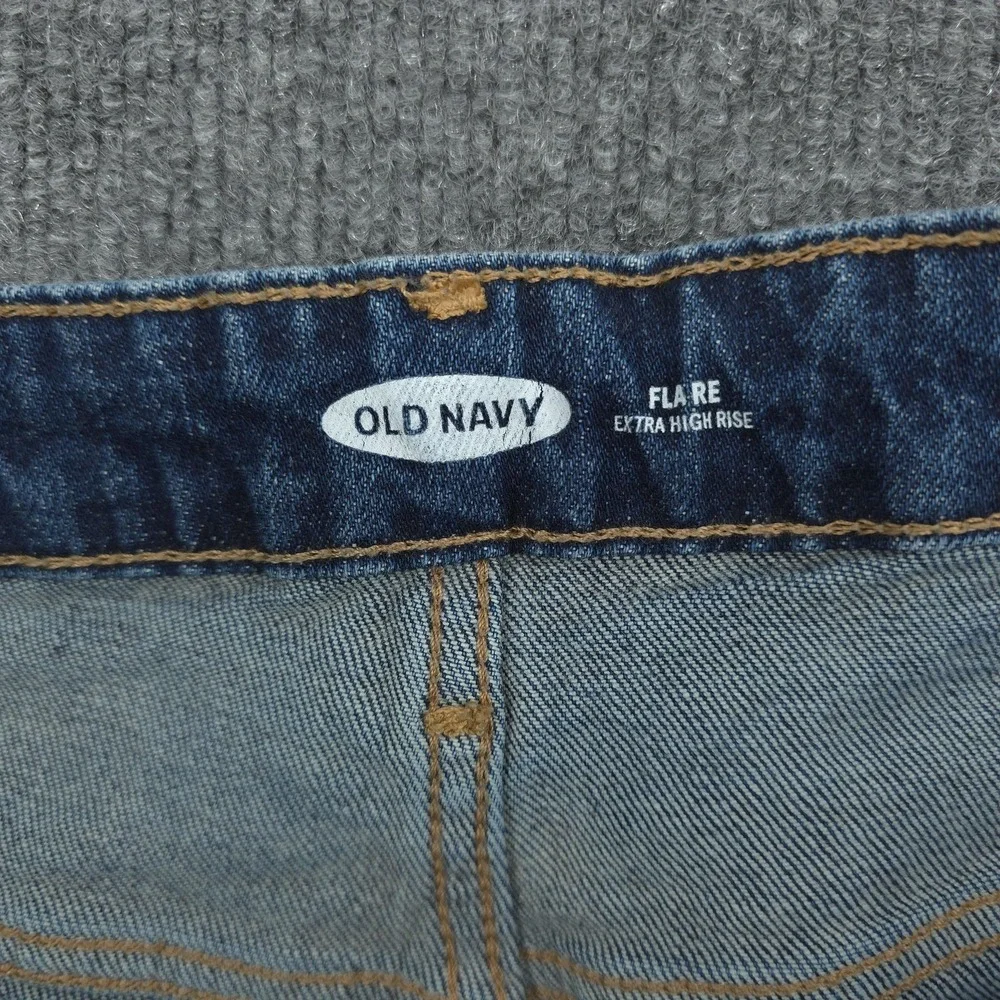 Old Navy Jeans Womens 18 Blue Extra High Rise Flare Button Fly Stretch Denim‎